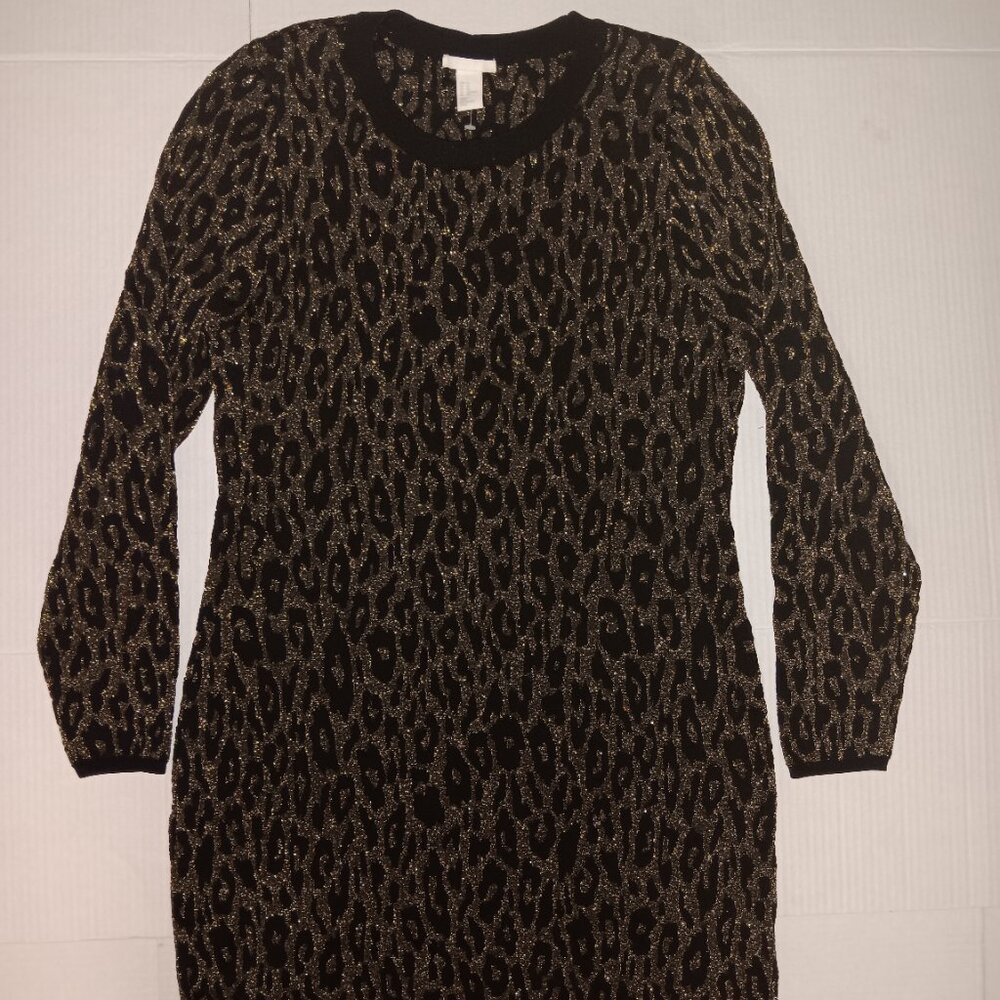 H&M WOMEN'S LEOPARD ANIMAL PRINT BODYCON DRESS